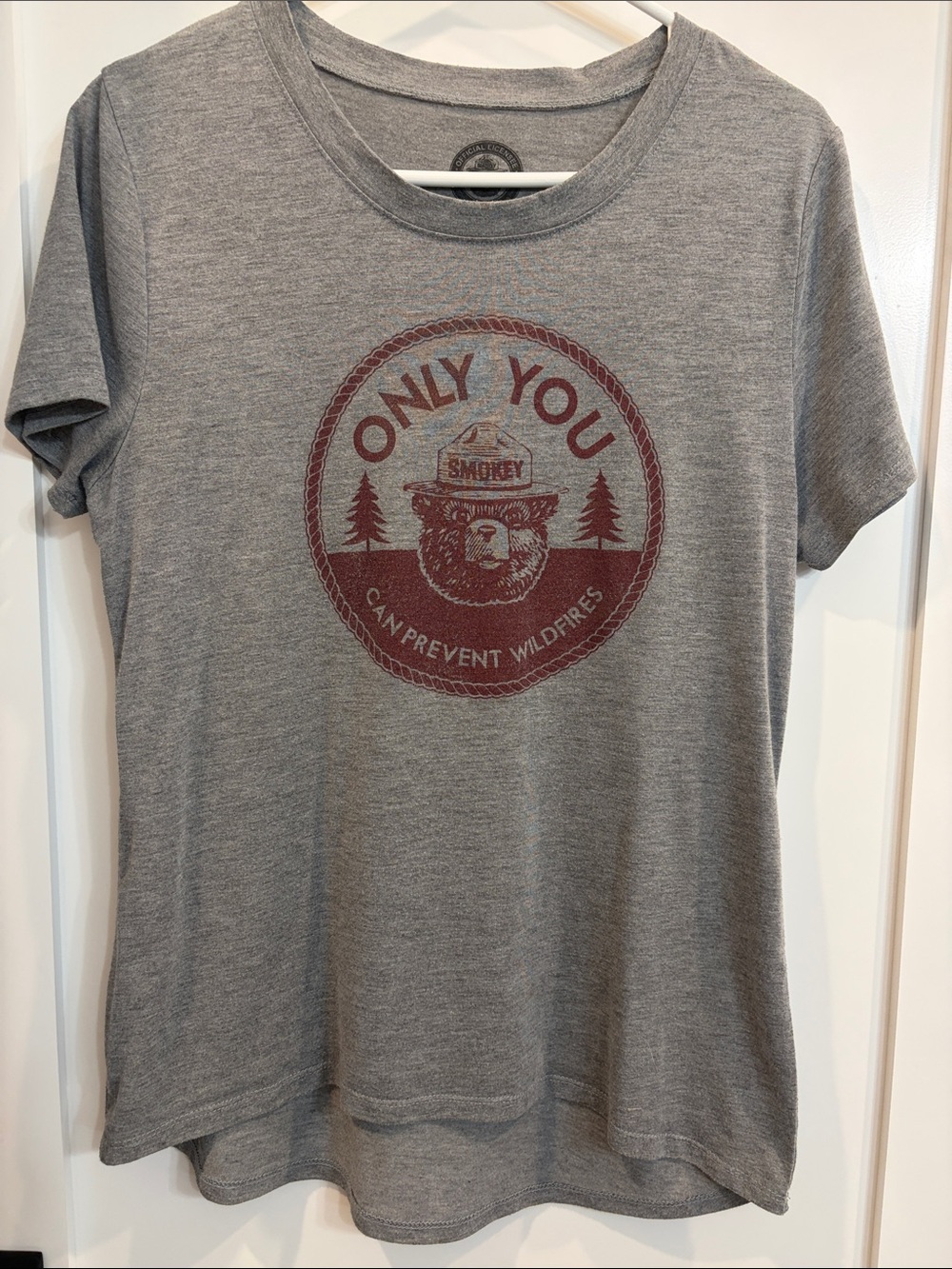 Smokey Bear 'Only You' Graphic Tee - Gray with Red Print